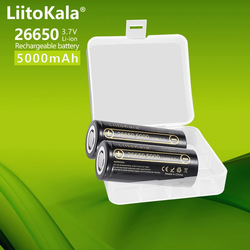 2-16PCS LiitoKala Lii-50A 26650 5000mAh High Capacity 3.7V lithium battery for Flashlight power Bank Li-ion Rechargeable Battery