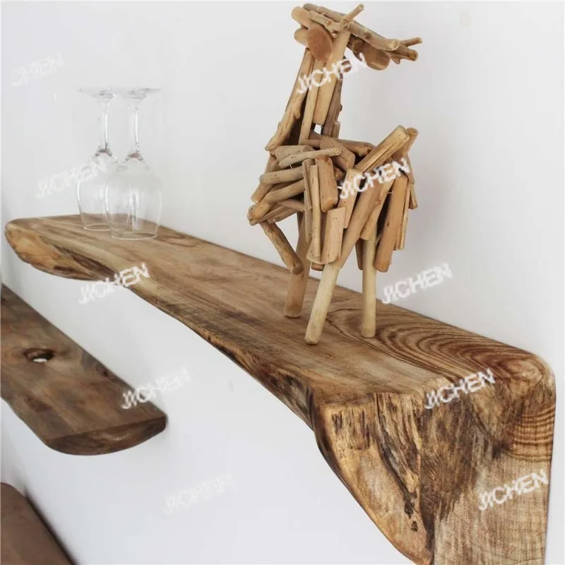 

Solid Wood Floating Wall Shelf Bedroom Bookshelf Kitchen Plate Rack Living Room Storage Behind The Sofa Shelves Wall Decoration