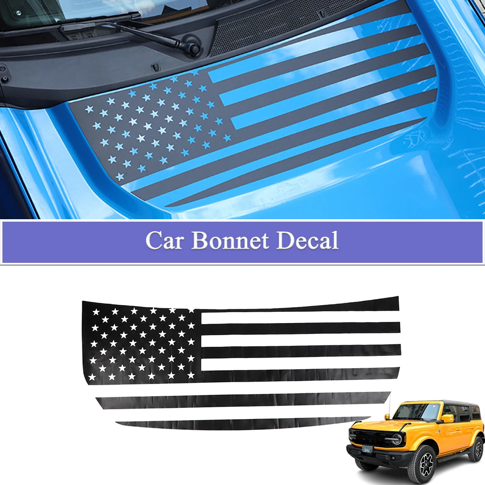 

Car Hood Decal American Flag Bonnet Vinyl Sticker for Ford Bronco 2021-2025 Car Styling Exterior Decoration Accessories PVC
