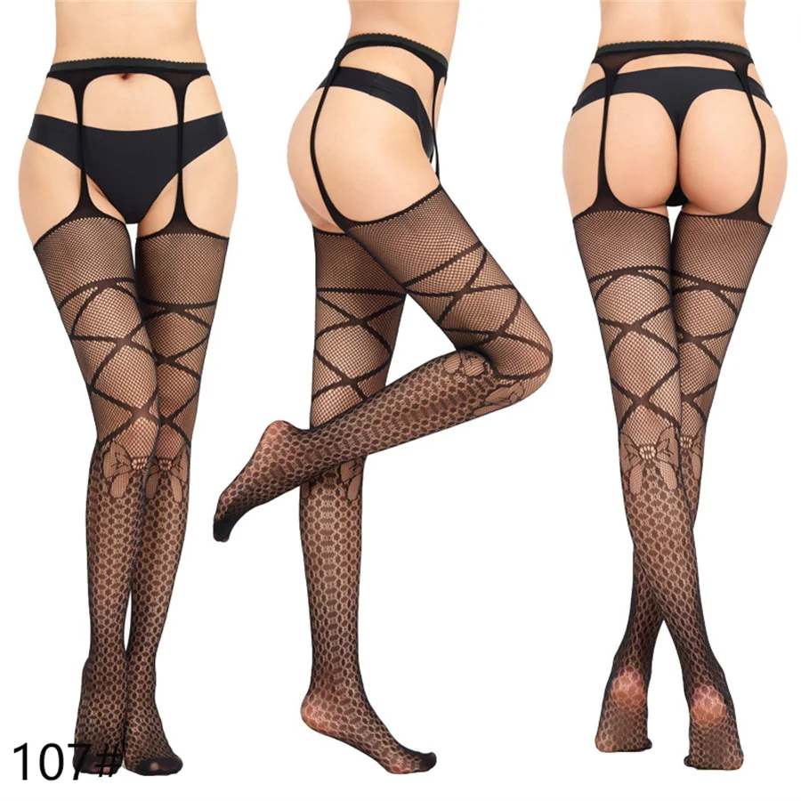 

Crotchless Elastic Magical Stockings Sexy Women Pantyhose Tights Open Crotch Fake Garter Panties Anti Hook Female Pantyhose