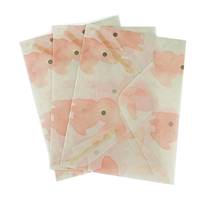 3pcs/pack Color translucent sulfuric acid paper handmade envelopes Kawaii cute animal Envelope Message Card Letter Gift DIY