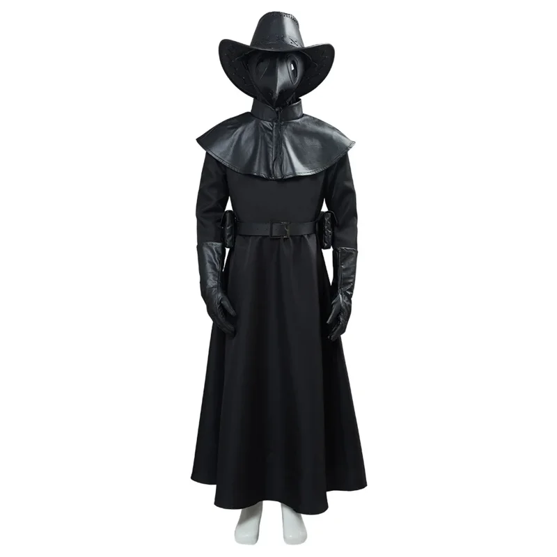 Plague Doctor Cosplay Costume Outfit Full Set Halloween Carnival Suit Kids Children