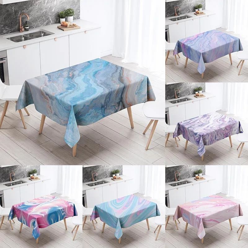 

Color Marble Tablecloth Anti-Stain Waterproof Dining Table Home Decor Rectangular Kitchen Fireplace Countertop