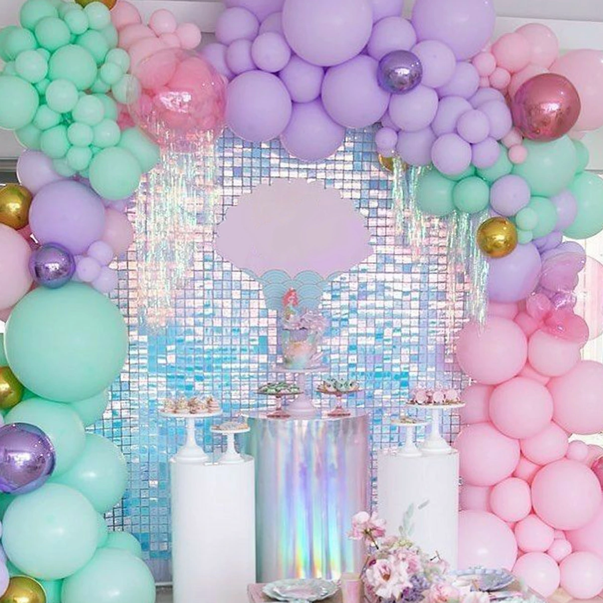 Iridescent Party Sequin Backdrop Glitter Shimmer Square Sequin Panel Wall Popular Wedding Decor Baby Shower Birthday Decoration