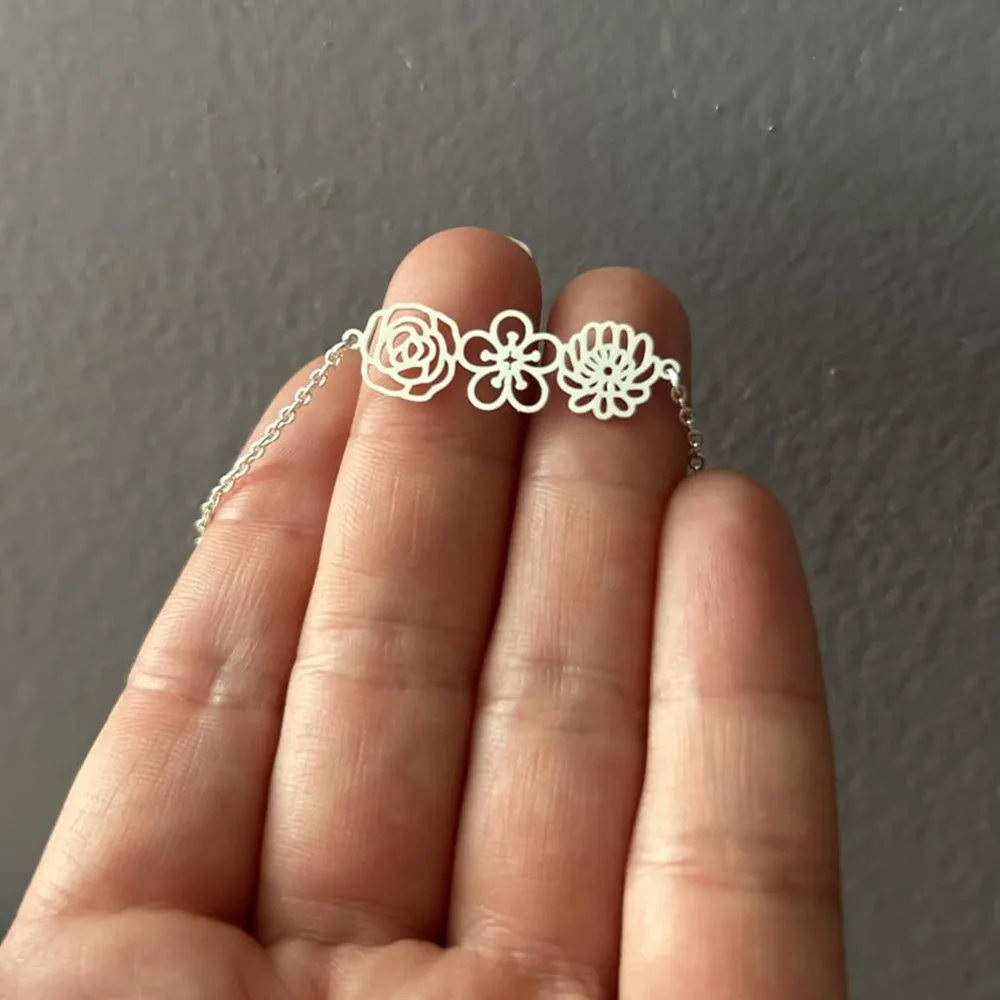 

Custom Dainty Birthflower Necklace for Women Stainless Steel Personalized Birth Flower Pendant Family Jewelry For Mom Gift