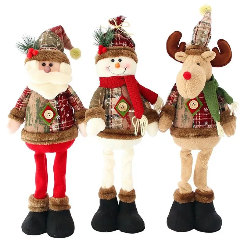 

2025 Trend New Year Ornament Christmas Decorative Reindeer Santa Claus Standing 3PCS Christmas Christmas Merry Christ