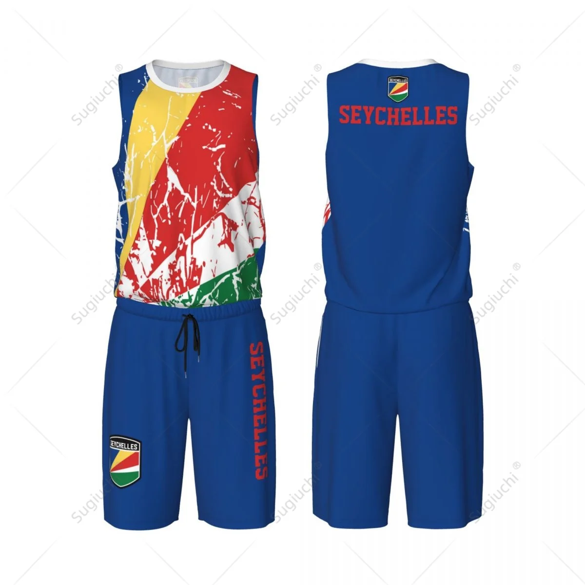 Basquete Jersey Set para homens, camisa sem mangas e calças, nome personalizado, Nunber exclusivo, bandeira do país