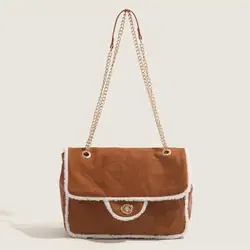 New Fashion Square Bags Female Shoulder Bags Retro Brown Niche Design Advanced Chain Bags Women's Leisure Trend Crossbody Bags