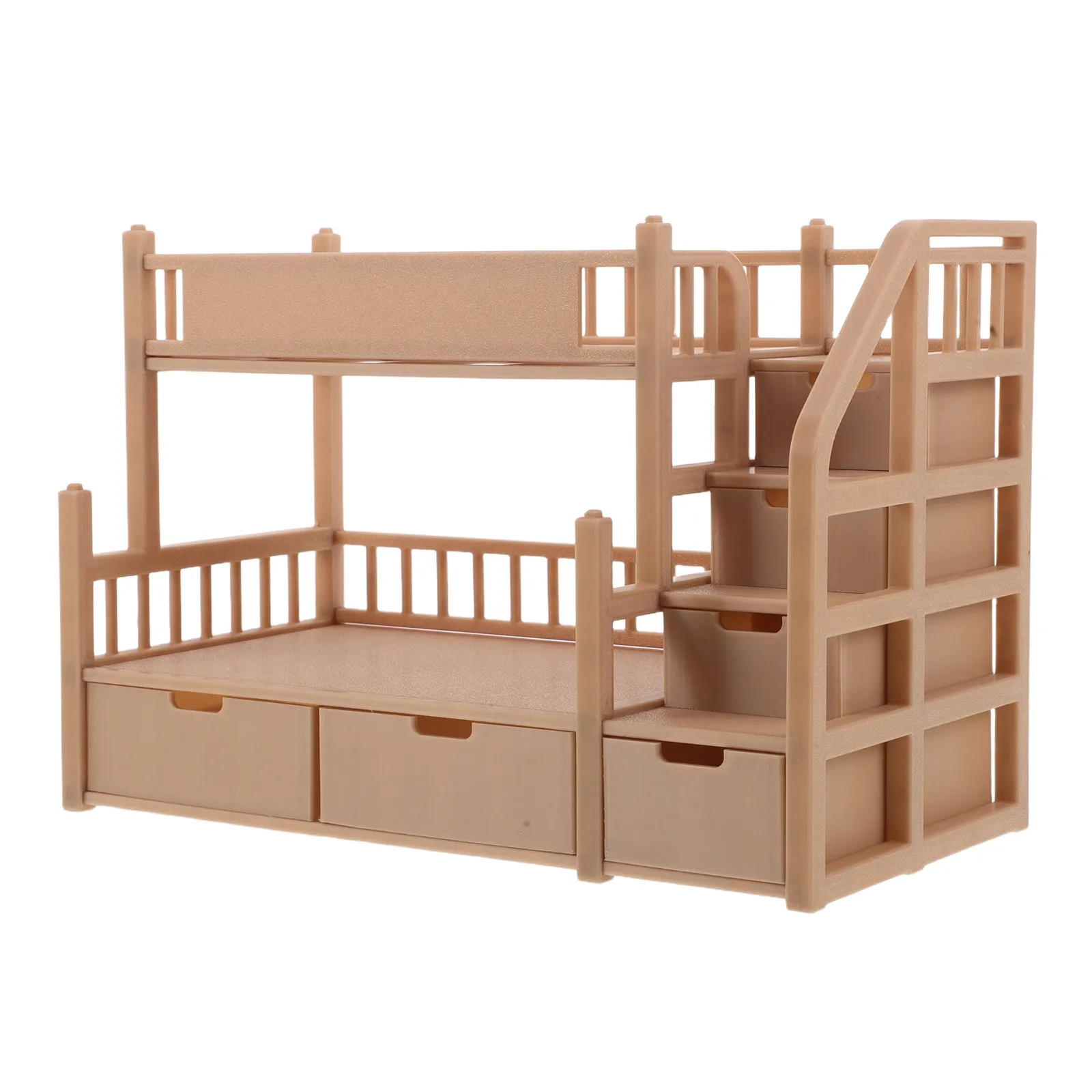 Mini Wooden Bunk Bed with Drawer for 18cm Dollhouse – Spacious Bedroom Furniture Decoration