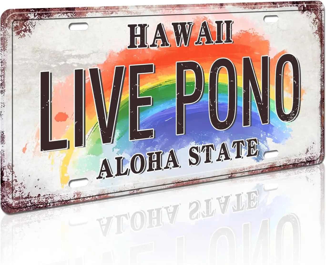 1 м, винтажная гавайская жестяная вывеска в стиле ретро - металлическая жестяная вывеска из штата Алоха Гавайев для домашнего декора, настенная табличка 12x6 дюймов (LIVE PONO)