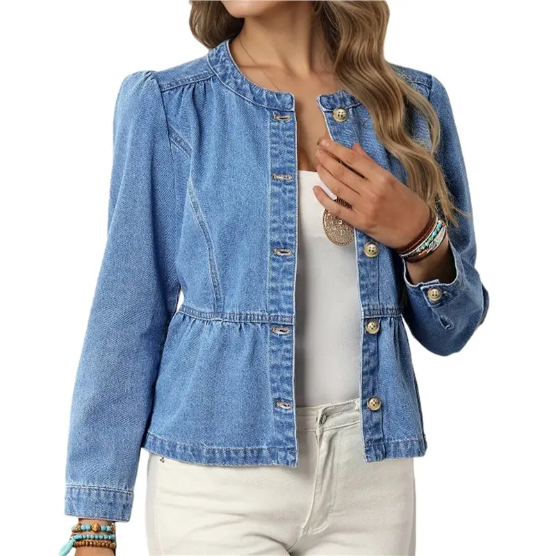 at29-women's-peplum-denim-jackets-collarless-round-neck-button-down-cropped-ruffle-hem-jacket