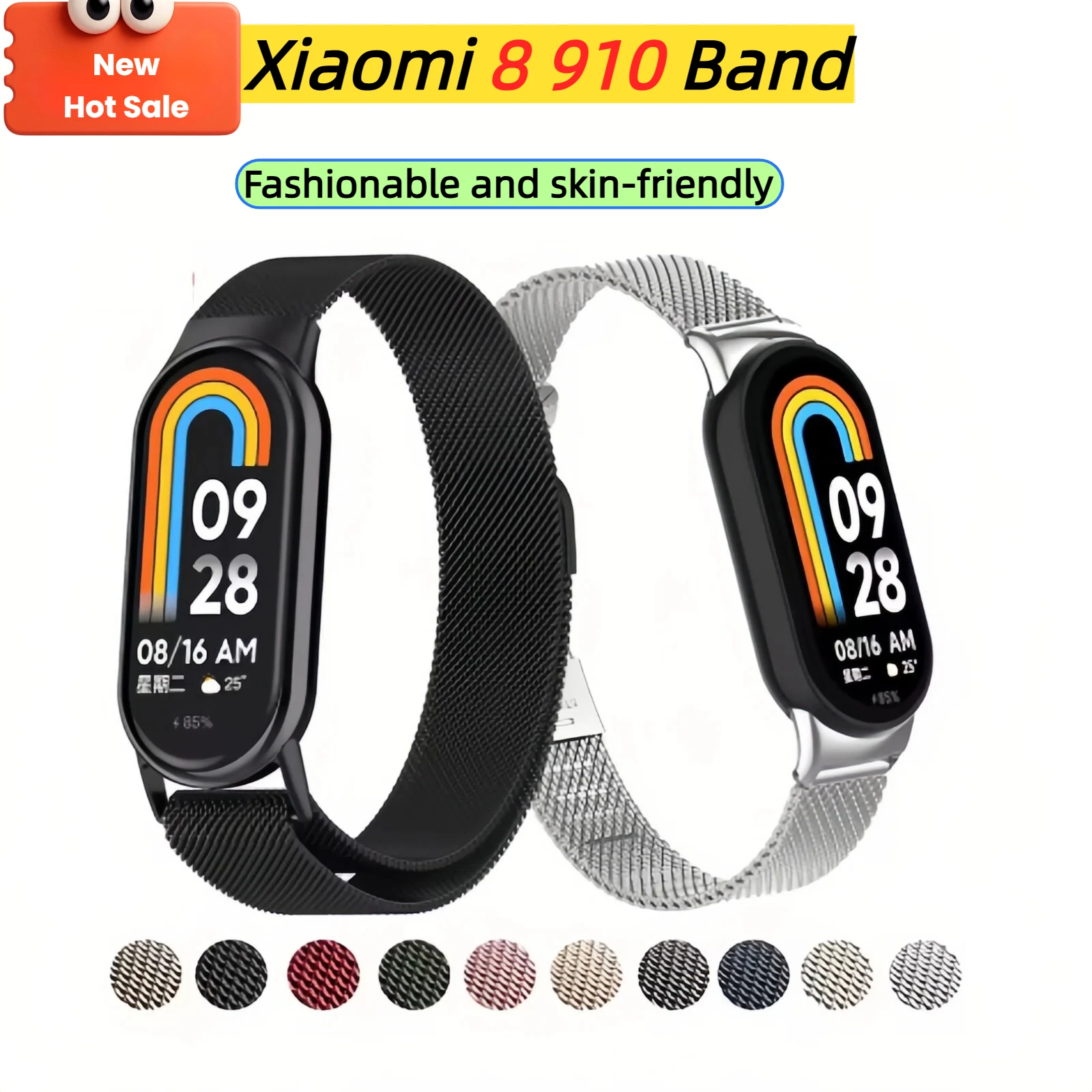 الأشرطة المغناطيسية الجديدة لـ mi band 10 miband 9 nfc ملحقات الساعة حزام من الفولاذ المقاوم للصدأ سوار كوريا لـ Xiaomi mi band 10 #1