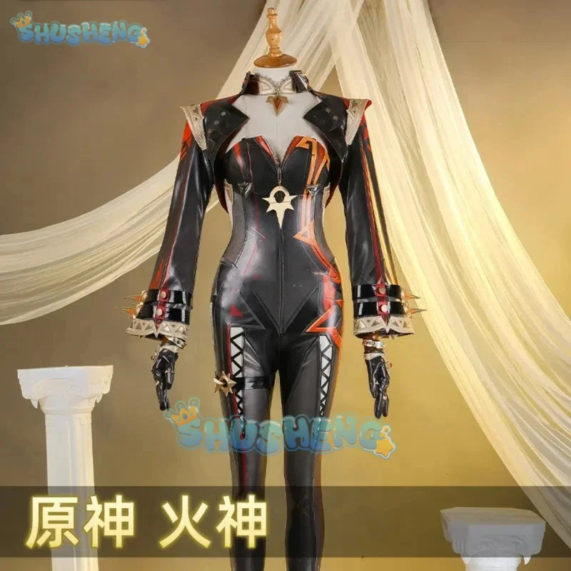 Genshin Impact Mavuika Pyro Archon Spielanzug Sexy Overalls Uniform Cosplay Kostüm Halloween Party Outfit Damen XS-XXL