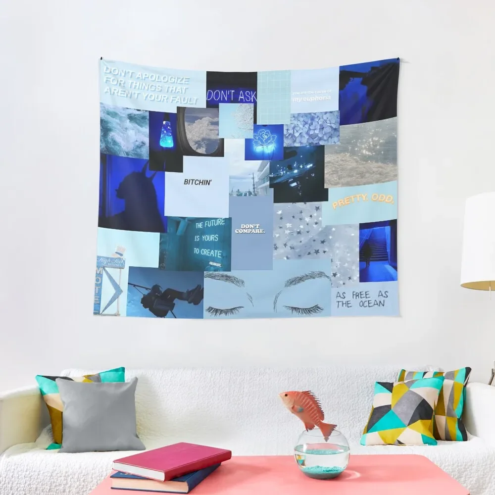 

blue aesthetic collage Tapestry Room Decore Aesthetic Aesthetic Home Decor Home Decoration Decoration Home Tapestry