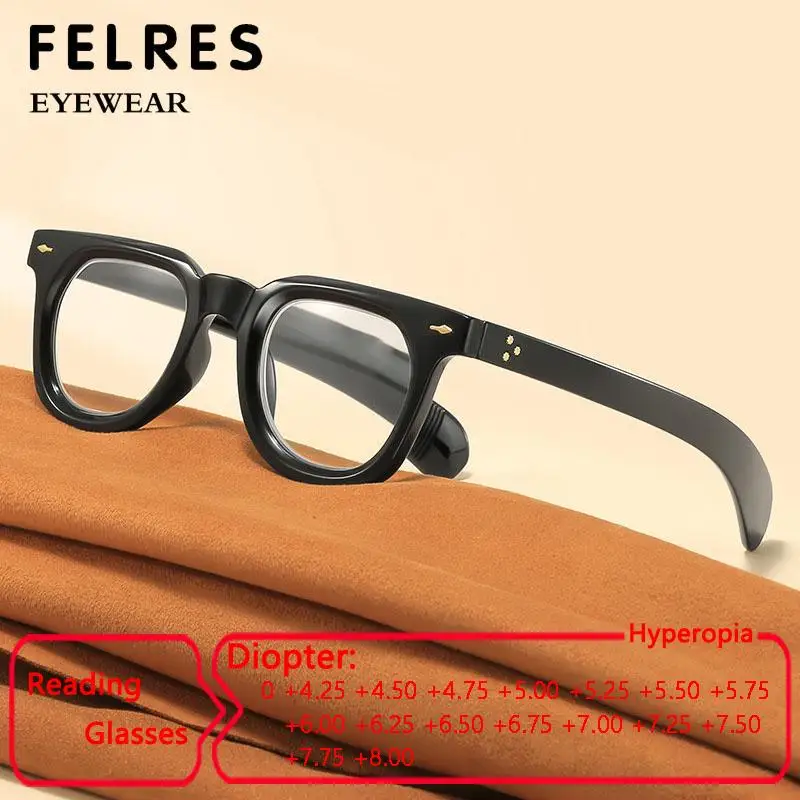 

Thick Frame Anti Blue Light Reading Glasses Men High Strength +4.5 5.0 6.0 to +8.0 Women Prescription Presbyopia Eyeglasses