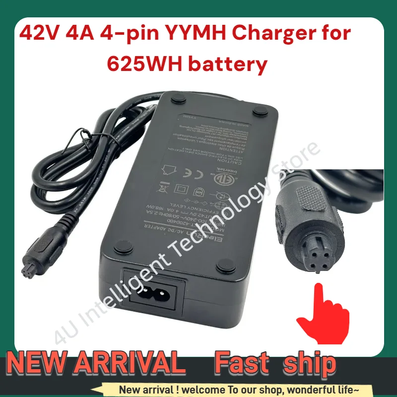 

Elecrun 42V 4A 4-pin Charger for 36V ML625WH and YYMH 36V Haibike Li-ion Batteries - Safe Charging with Overcharge Protection