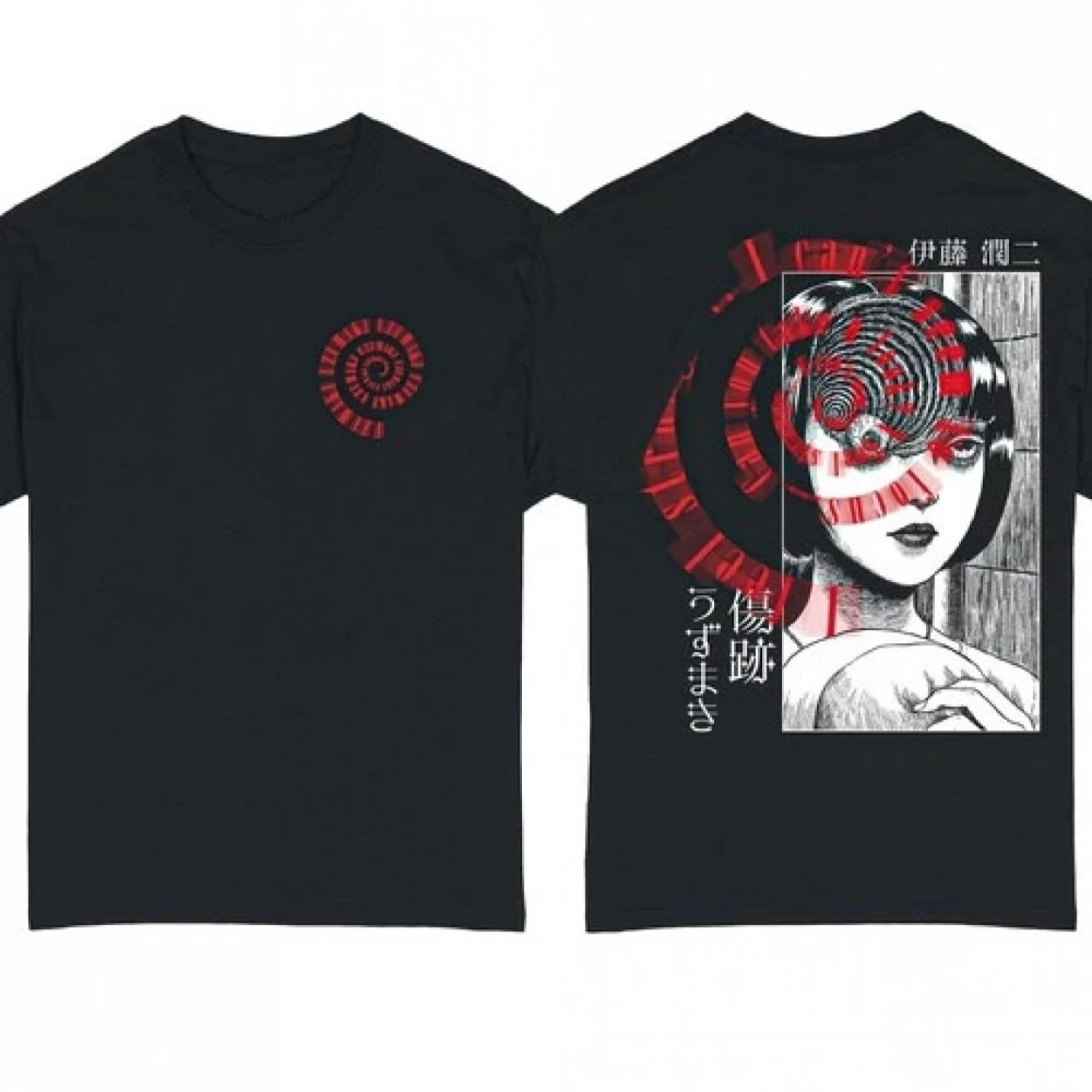 Camiseta Uzumaki Spiral Blur para adultos, ropa negra, camisa gráfica de manga corta, unisex, para hombres y mujeres, para todas las estaciones