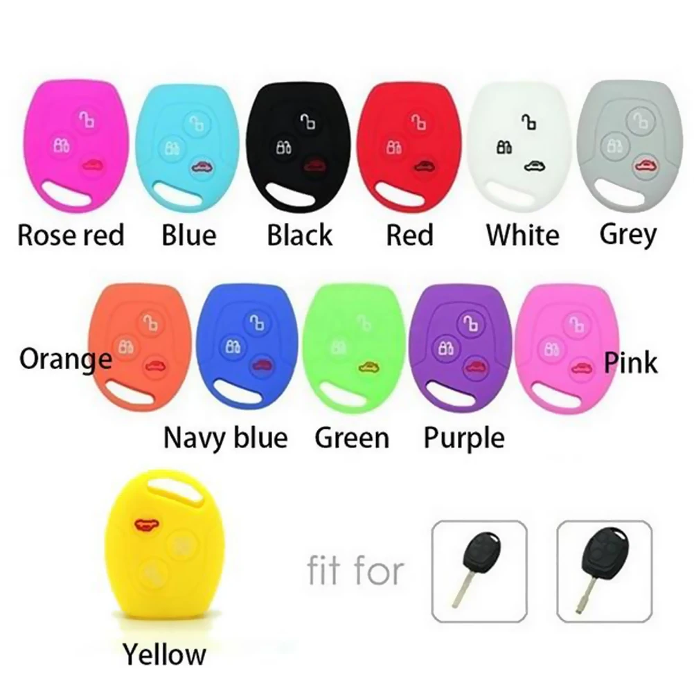 

Black Silicone Key Cover 3 Buttons Car Key Protector Anti-Scratch Stain Fade Resistant Precise Imprint Easy Installation