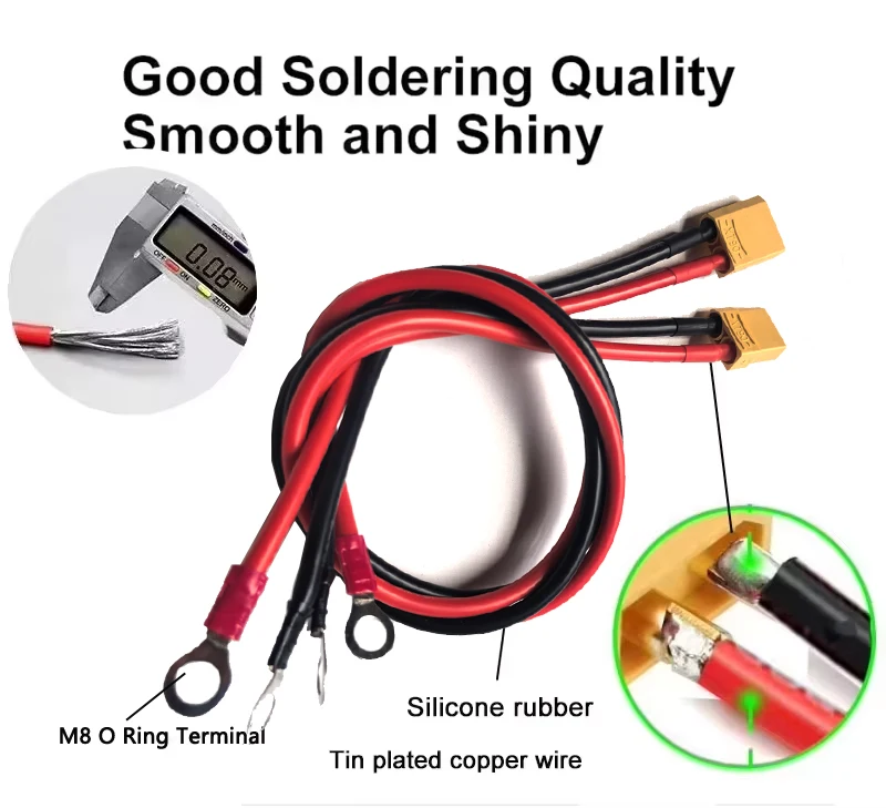 XT60 X90 auf M8 O-Ring-Ösen-Batterieanschluss-Stecker-Kabel 10/12AWG Ladeanschluss für RC Lipo-Akku FPV Racing – Detail 11