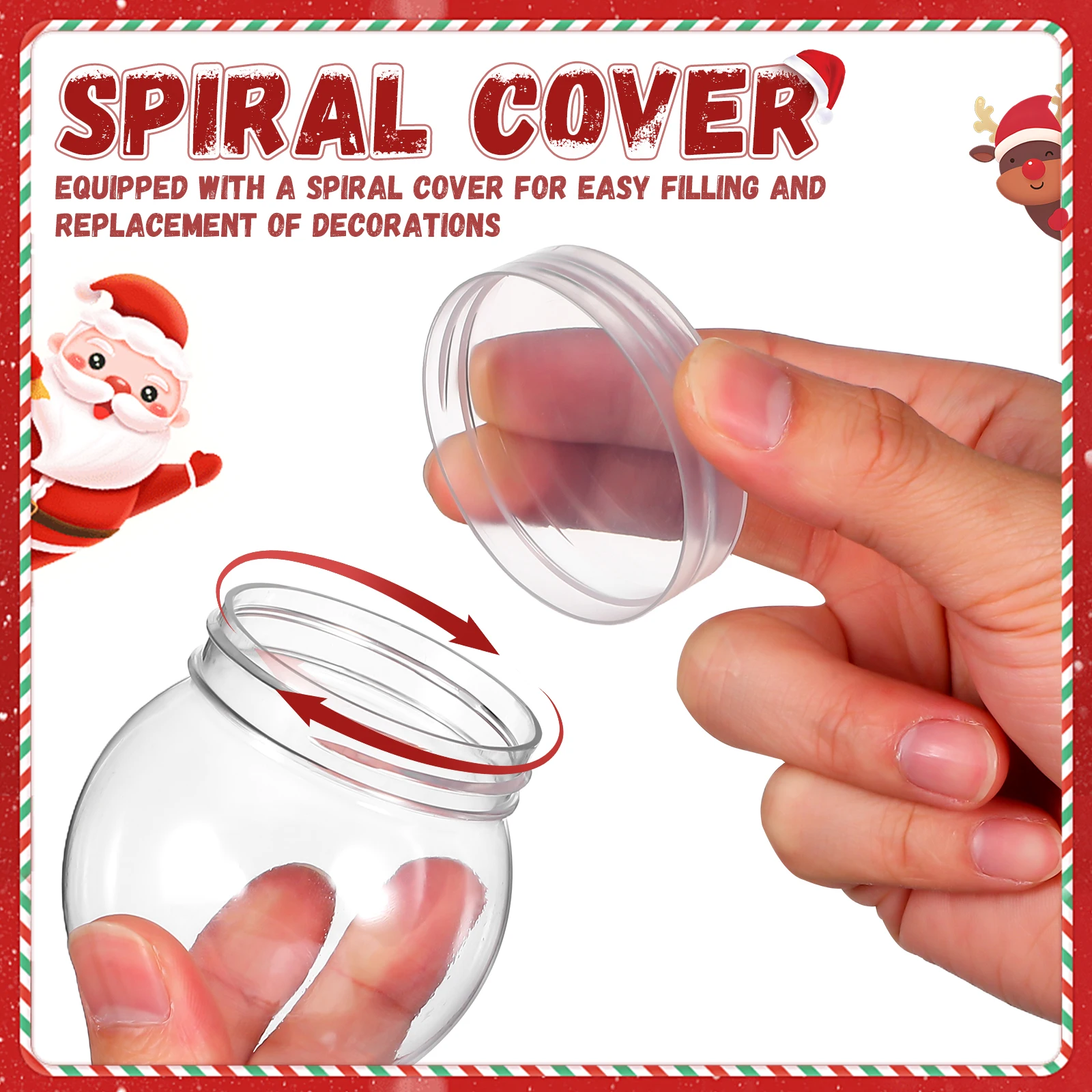 15pcs Snow Globes For Adults Kids Plastic Snow Globe 150ml/300ml Transparent Christmas Balls Halloween Candy Bottles Favor Gifts