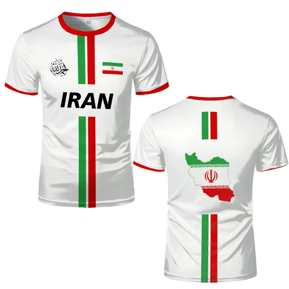 Iran Map T-Shirt Men Women Iranian Flag Persian Calligraphy Graphic Tee Football team uniform - Summer casual sports fashion