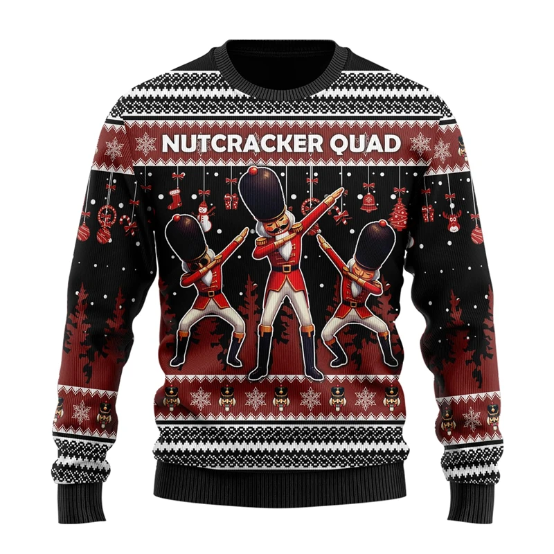 Cute Nutcracker 3D Printed Ugly Christmas Sweater For Women Clothes Casual Man Streetwear Female Y2k Sweatshirts Crewneck Tops