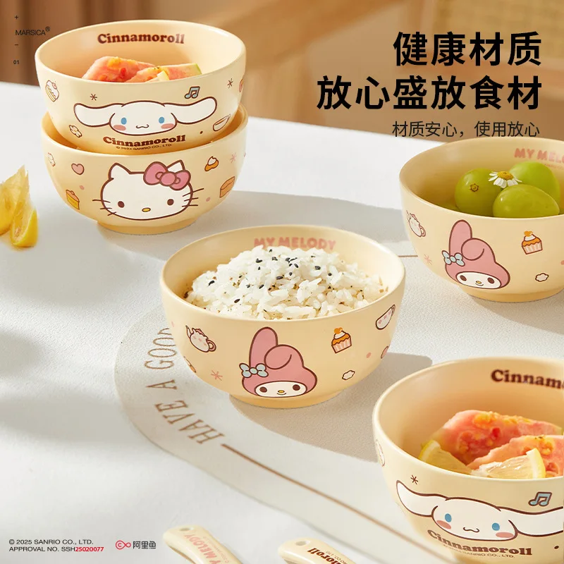 anime Hello Kitty My Melody ciotola per zuppa in ceramica Cinnamoroll decalcomania ad alta temperatura stile crema ciotola di riso per la casa altamente attraente