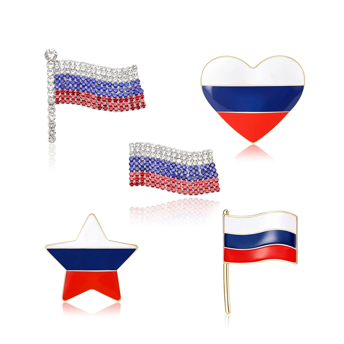 Beaut&Berry Women's Enamel Russian Flag Pin Unisex Love Star Brooch Office Party Casual Accessories Gifts