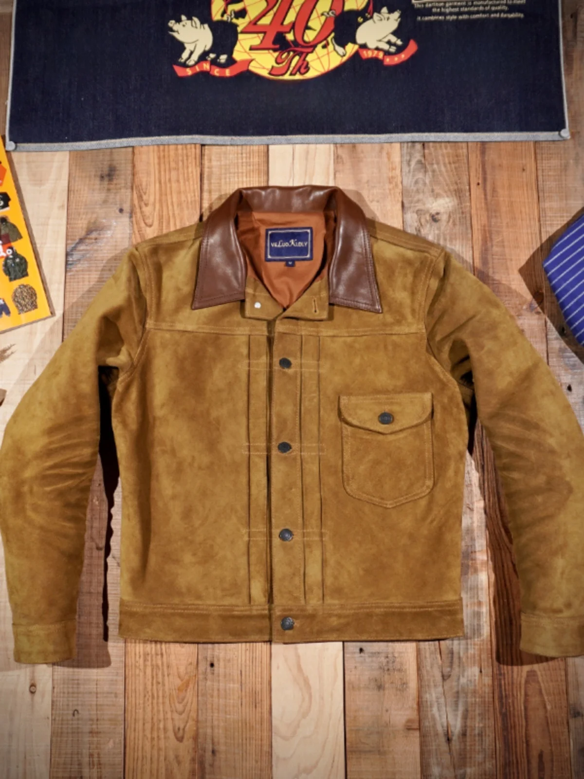 Look at the Texture! RRL American Retro Italy Oil Wax Suede Suede Cowhide 506 Locomotive Denim Jacket Leather Coat