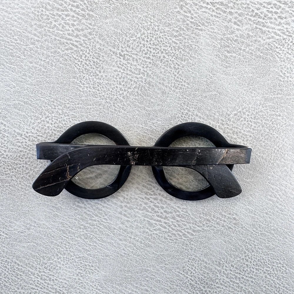 Man Glasses Frames Big Face Unique Vintage Round Eyeglasses Handmade Original Buffalo Horn Reading Prescription Eyeglass Frames - view 2