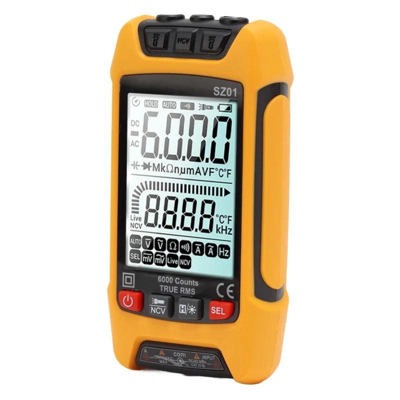 Digital Multimeter Kit Intelligent Large Screen High Accuracy Automatic Fire Prevention Tester Orange
