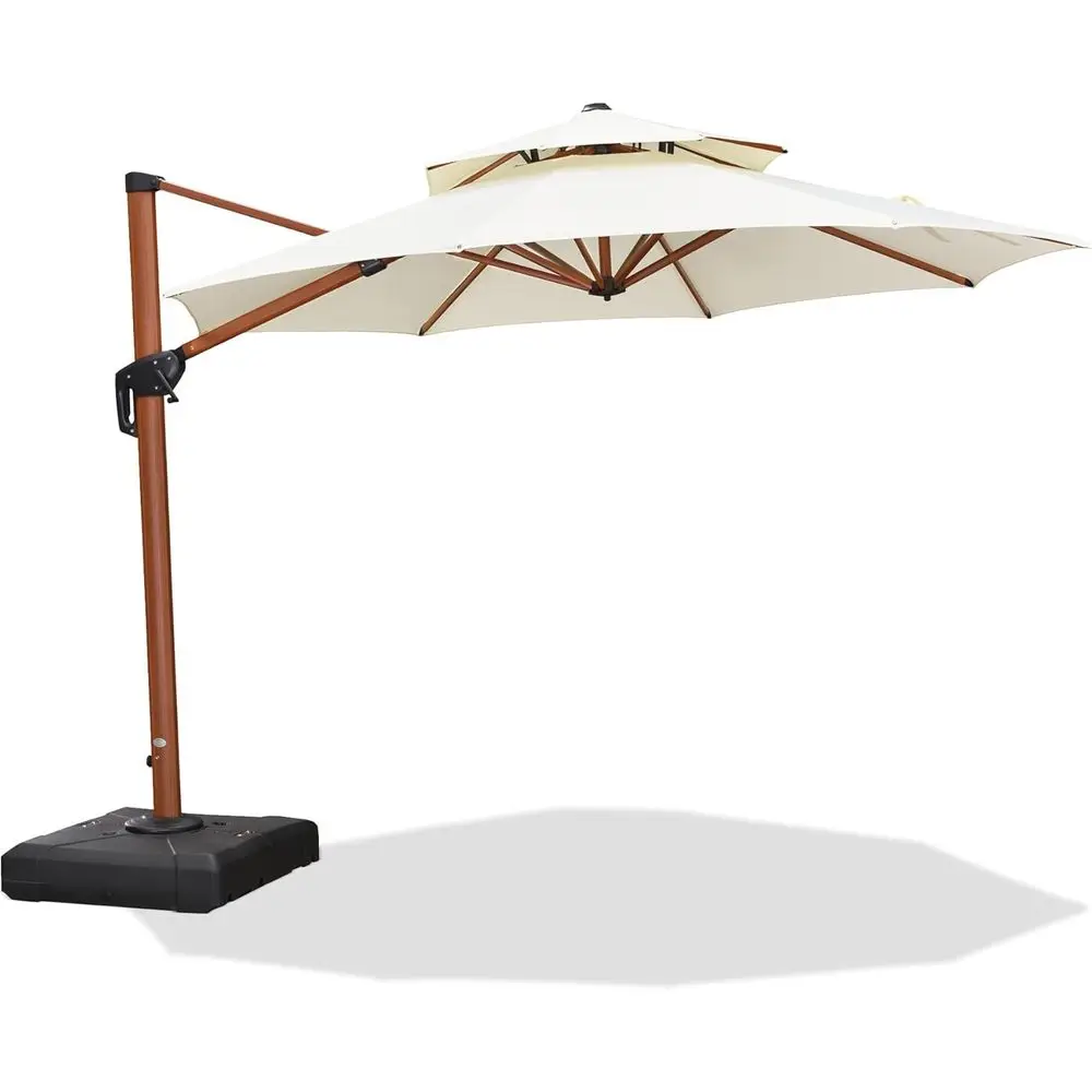 Sombrilla Redonda de 3 Metros para Exteriores, Resistente, para Patio, Terraza, Jardín, Piscina, Color Crema