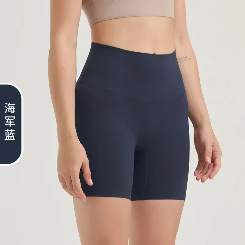 Double-sided sanding yoga pants female Europe and the United States high waist hip peach hip sports shorts fitness pants three-p