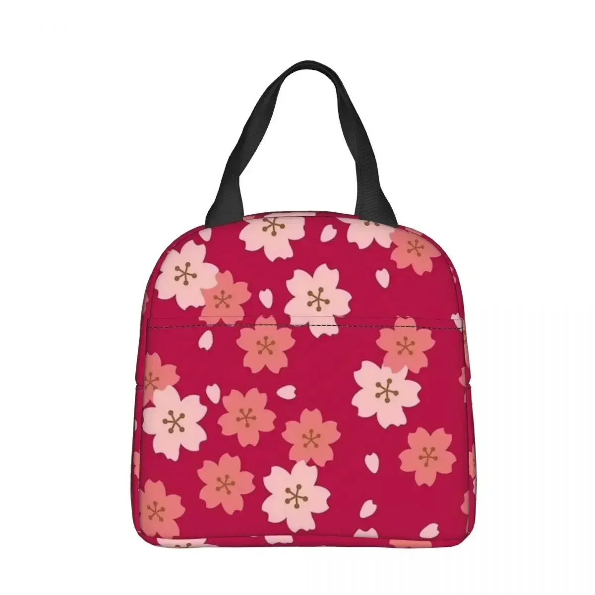 Japanese Cherry Blossom Anime Patterns Insulated Lunch Bag Thermal Bag Reusable Portable Tote Lunch Box Food Handbags Picnic