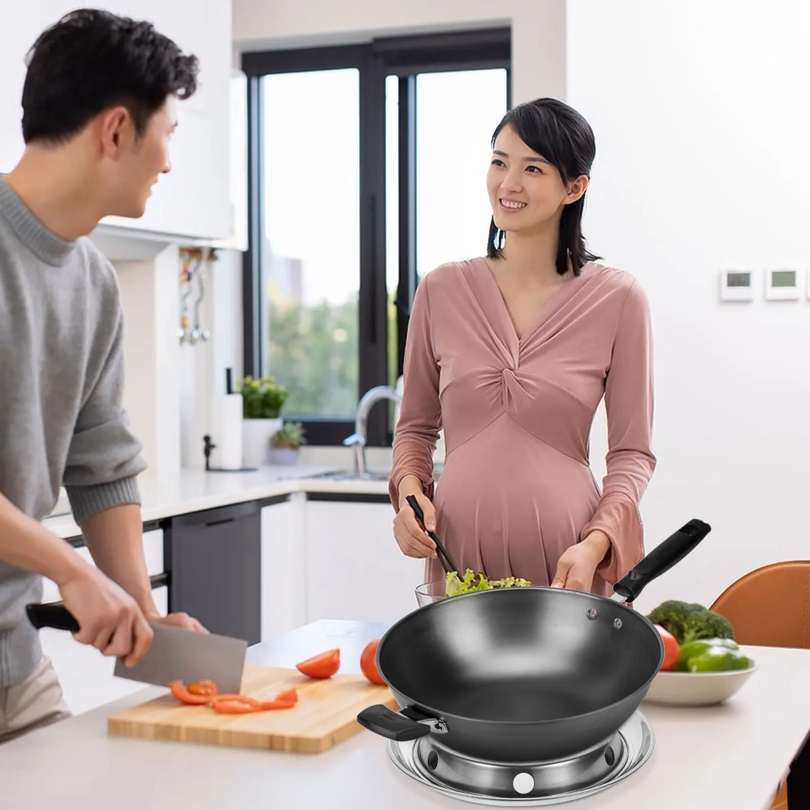 

Stainless Steel Wok Pot Stand Sturdy Heat Insulation Pan Rack Compact Countertop Kitchen Rack Outdoor Camping Pot Holder