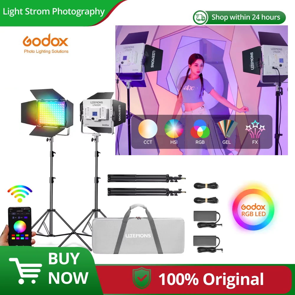 

Godox LITEMONS LP400R/Bi LP600R/Bi LP1200R/Bi LED Light Panel 2 Version Available High Brightness Photography Fill Light Control
