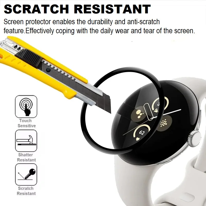 3PCS 3D โค้งป้องกันหน้าจอสำหรับกูเกิลพิกเซลวอทช์ 3 45 มม./41 มม.สมาร์ทวอทช์ความคุ้มครองเต็มรูปแบบป้องกันรอยขีดข่วนป้องกันฟิล์ม