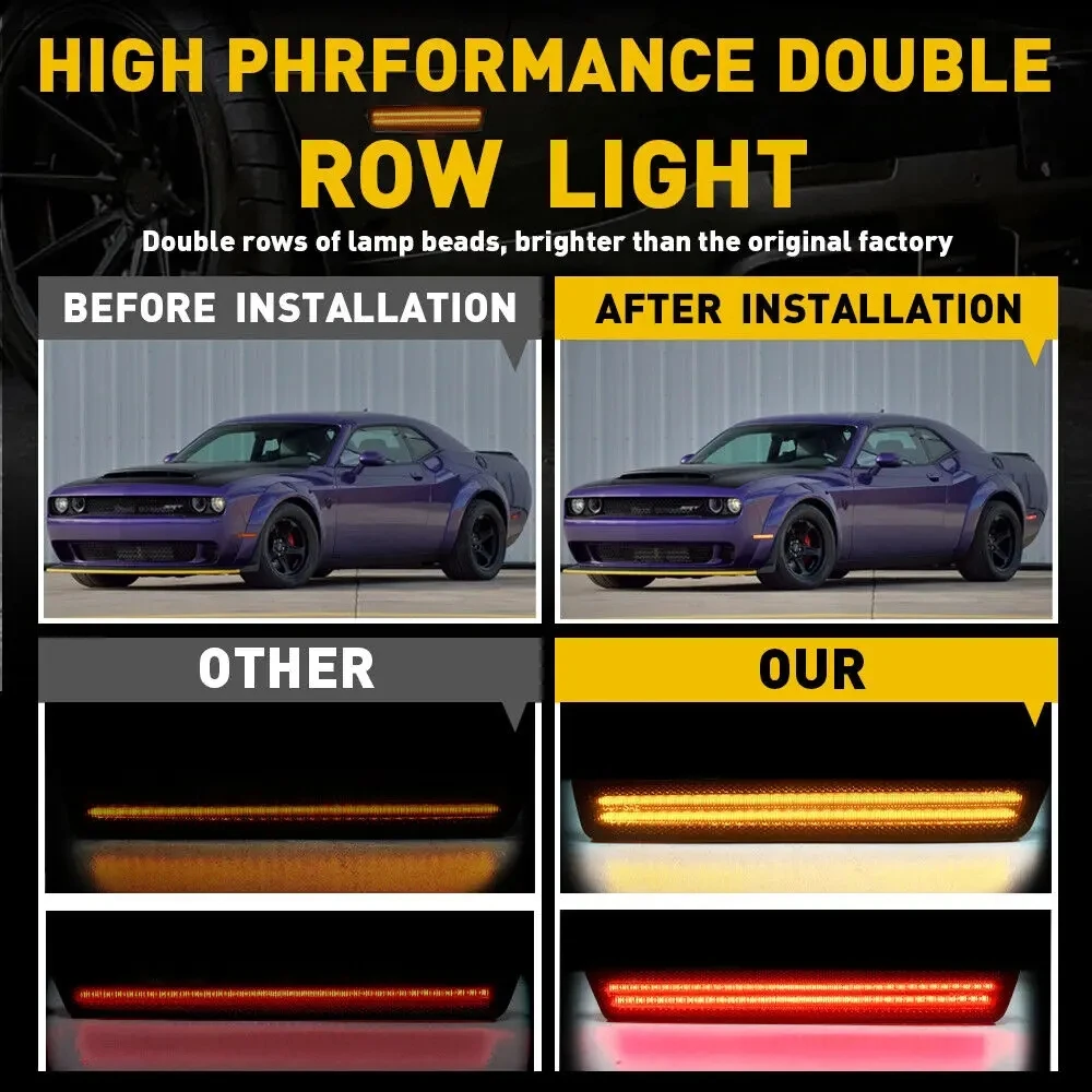 

Car Bumper Side Marker Light For Dodge Challenger Turn Signal Light/Parking Ligh and Rear Fog Lamps Brake Tail Lights LED Lamp