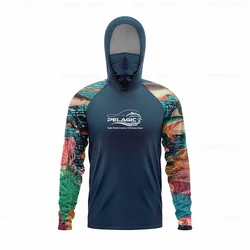 pelagic gear Men Hood Fishing Shirt long sleeve Fishing clothing fishing t shirt uv protection fishing shirt Fishing Apparel