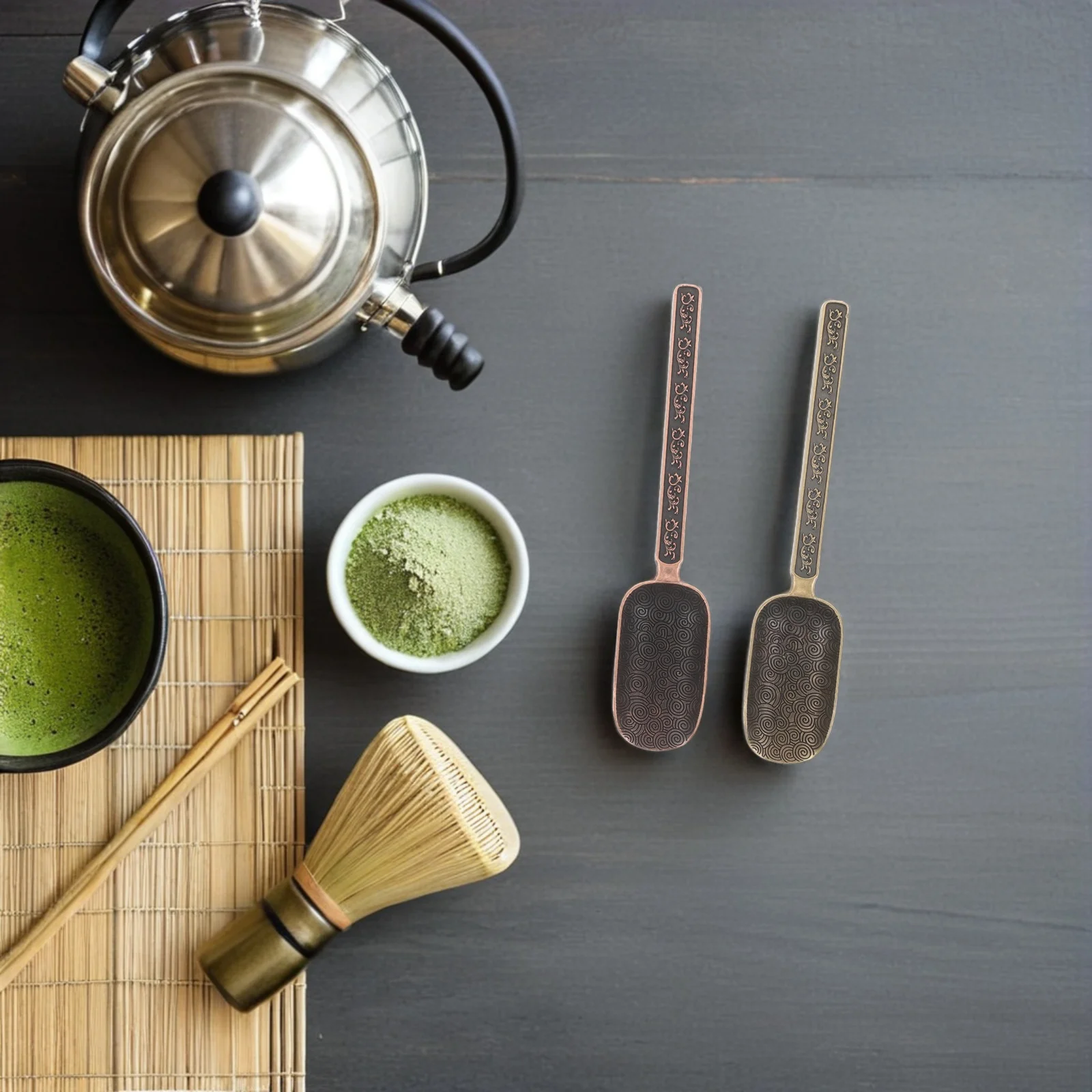 

2pcs Metal Scoop For Loose Leaf Pattern Measuring Spoon Kung Fu Tea Accessories Small Leaf Scoop - Tea Brewing