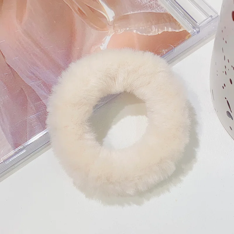 Neues buntes, flauschiges Haarband für Damen und Mädchen, Pferdeschwanzhalter, Haargummi, Plüsch-Scrunchie, Gummiband, modische Haaraccessoires