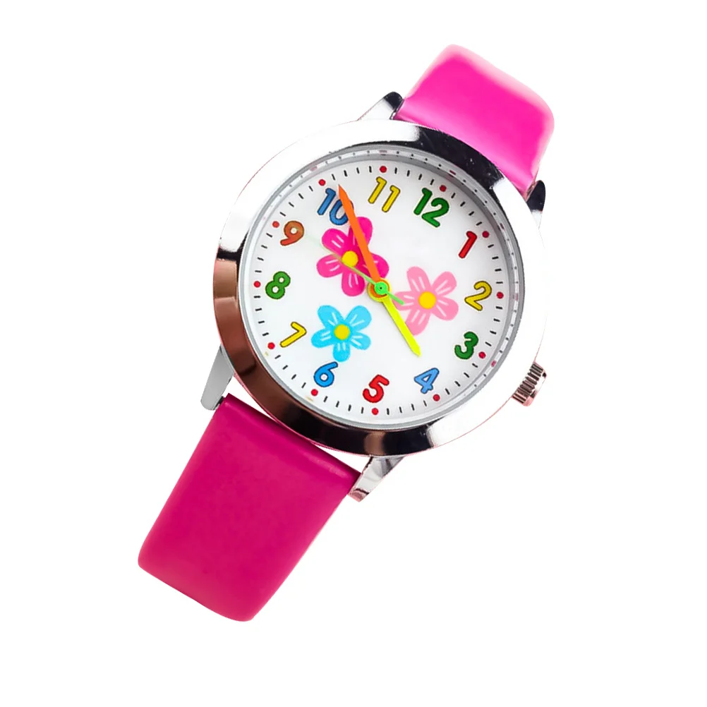 

Lovely Flower Pattern Children Watch Creative Quartz Fashion Kids Watch Birthday Gift Students Toddlers Rosy Birthday Gift