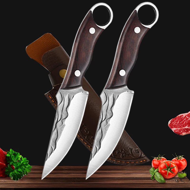 Kitchen Handmade Forged Knife Sharp Blade Boning Knife Meat Cleaver Butcher Knife Stainless Steel Kitchen Knife Wooden Handle