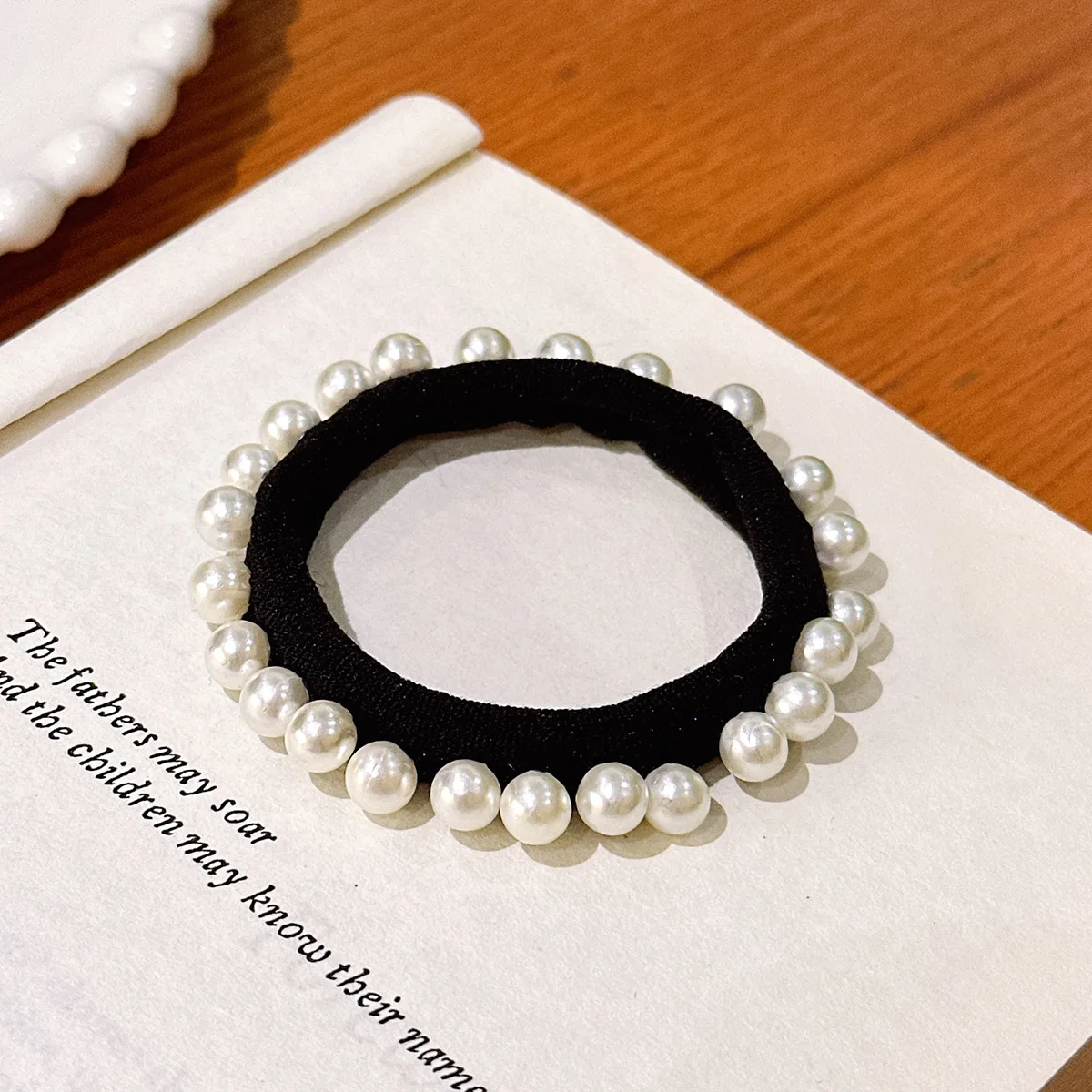 5pcs Advanced Pearl Large Intestine Elastic Hair Ring New Style Rear Head Rope Tie Hair Ball Head Rubber Band Headpiece