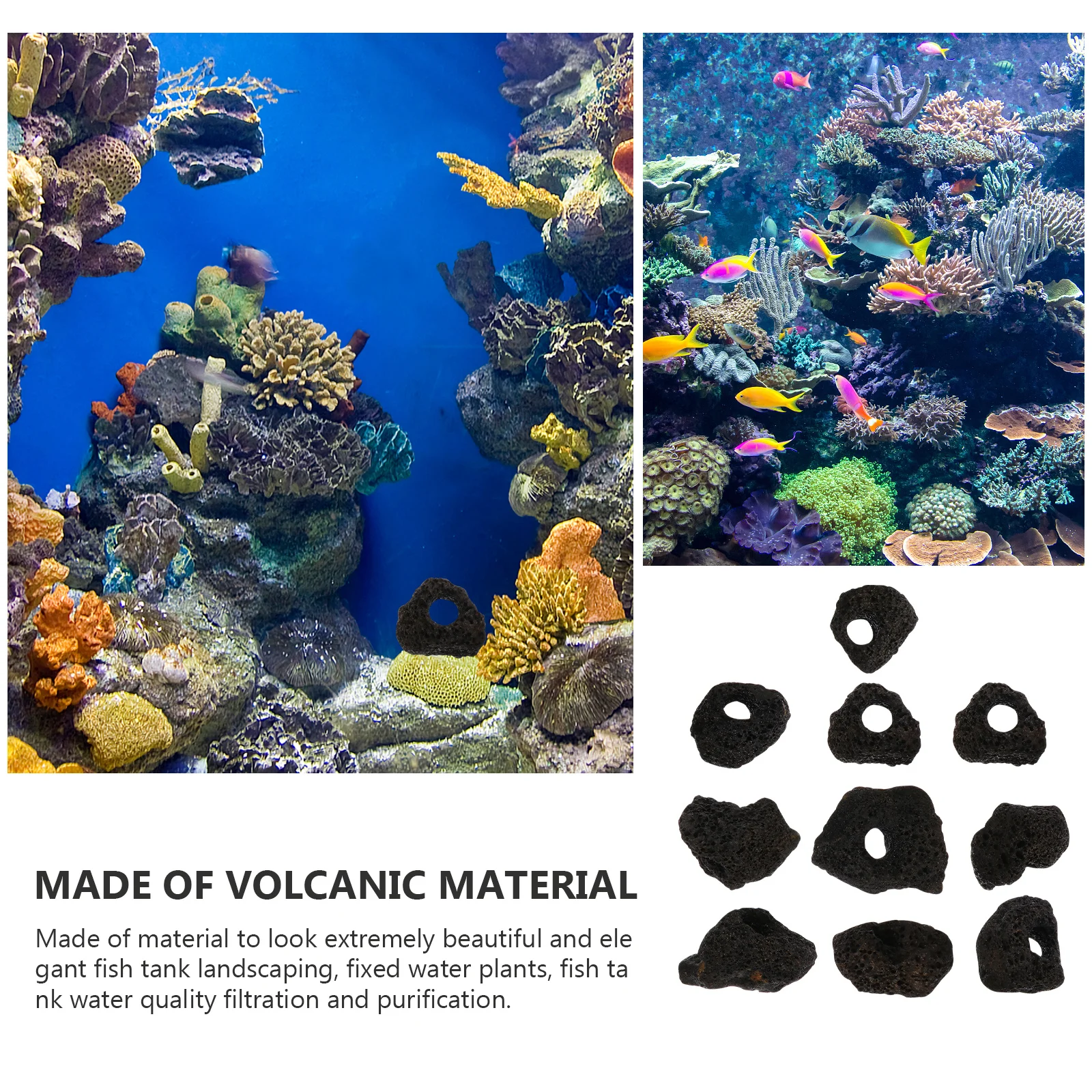 

10Pcs Volcanic Rocks Aquarium Habitat Natural Stone Fish Tank Stone Cave Fish Shelter Ornament Enhance Visual Appeal Fresh