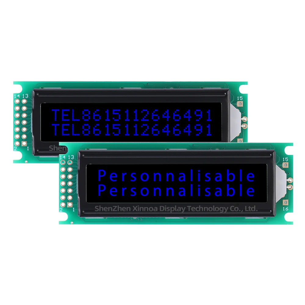 16 * 2 Monochrome Screen 1602H European Display Module BTN Black Film Purple Letters 64.5 * 14.5MM 14PIN Dual Row Module