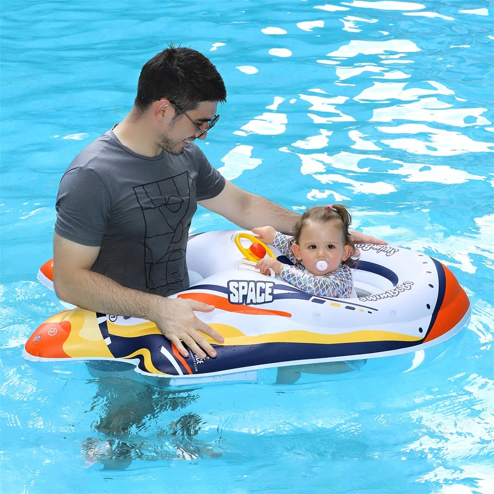 Swimbobo Kids Inflatable Baby Seat Float Spaceship Swimming Rings PVC  Baby Swim Ring Cartoon Floating Pool For Toddler Toys