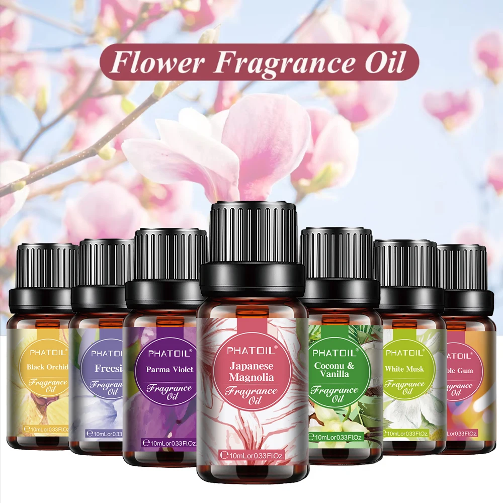 PHATOIL 10ml Flower Series Fragrance Oil For Aromatherapy Candle Making Coconut & Vanilla Bubble Gum Baby Powder Aroma Oil