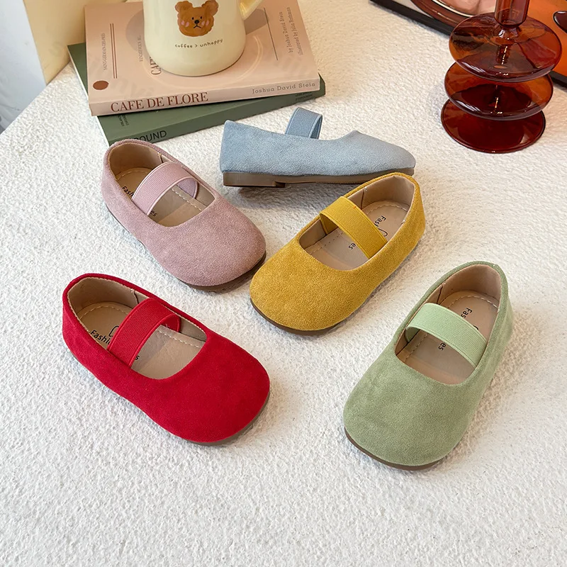 

Children Casual Shoes 2025 Autumn New Girls Performance Fashion Comfortable Kids Shallow Mouth School Suede Leather Flat Shoes