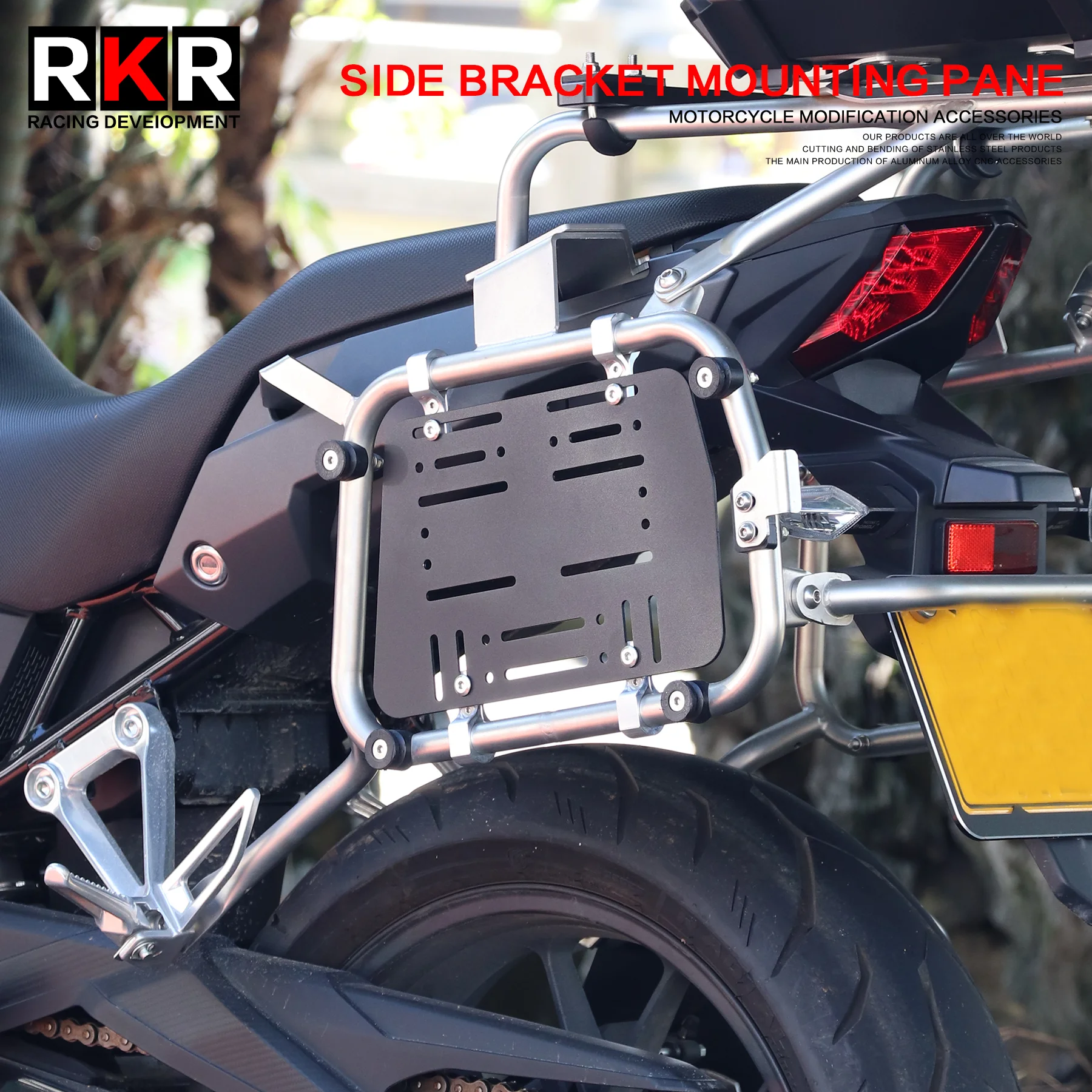 

Motorcycle Side Box Bracket Mounting Panel CNC Aluminum Frame Tactical Expansion Hanging Panel Saddlebag Bracket Accessories
